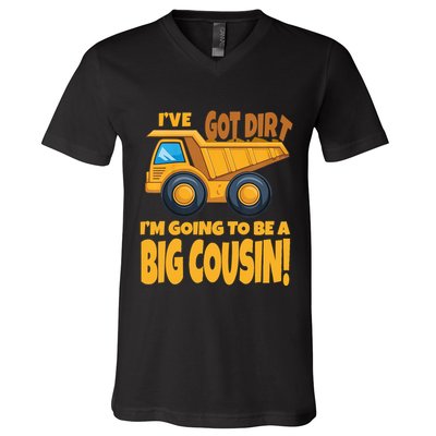 Big Cousin Construction Dump Truck Baby Announcement V-Neck T-Shirt