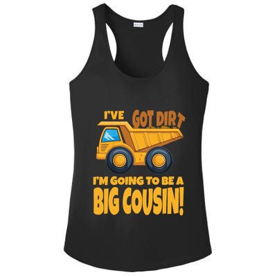 Big Cousin Construction Dump Truck Baby Announcement Ladies PosiCharge Competitor Racerback Tank