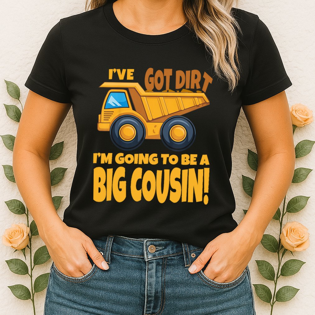 Big Cousin Construction Dump Truck Baby Announcement Womens T-Shirt