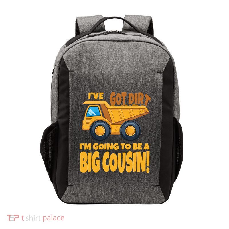 Big Cousin Construction Dump Truck Baby Announcement Vector Backpack