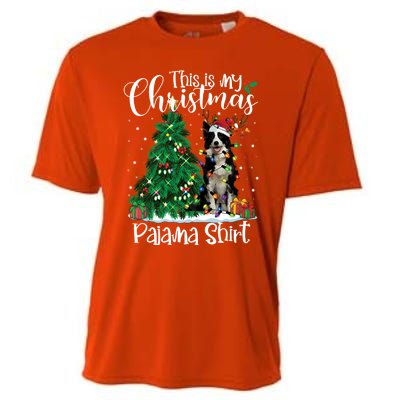 Border Collie Christmas Lights Funny Pajama Dog Lover Xmas Funny Gift Cooling Performance Crew T-Shirt