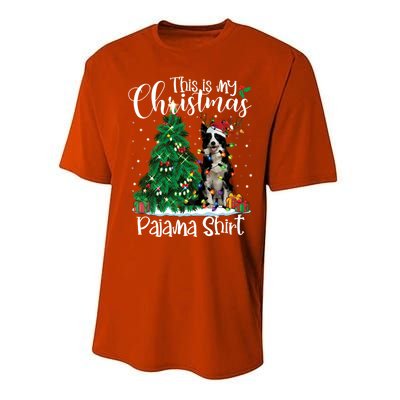 Border Collie Christmas Lights Funny Pajama Dog Lover Xmas Funny Gift Performance Sprint T-Shirt