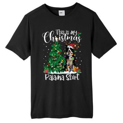 Border Collie Christmas Lights Funny Pajama Dog Lover Xmas Funny Gift Tall Fusion ChromaSoft Performance T-Shirt