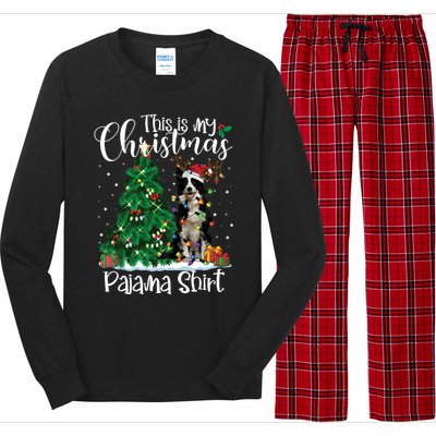 Border Collie Christmas Lights Funny Pajama Dog Lover Xmas Funny Gift Long Sleeve Pajama Set