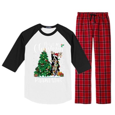 Border Collie Christmas Lights Funny Pajama Dog Lover Xmas Funny Gift Raglan Sleeve Pajama Set