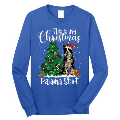 Border Collie Christmas Lights Funny Pajama Dog Lover Xmas Funny Gift Long Sleeve Shirt