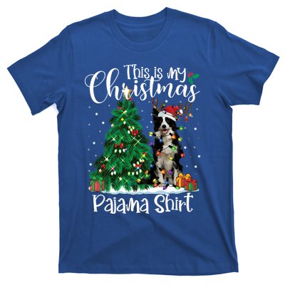 Border Collie Christmas Lights Funny Pajama Dog Lover Xmas Funny Gift T-Shirt