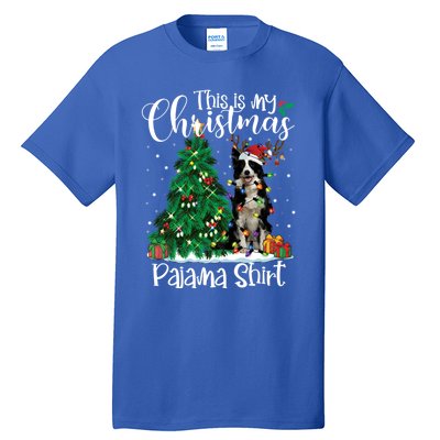 Border Collie Christmas Lights Funny Pajama Dog Lover Xmas Funny Gift Tall T-Shirt