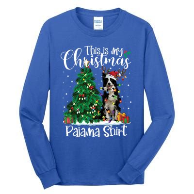 Border Collie Christmas Lights Funny Pajama Dog Lover Xmas Funny Gift Tall Long Sleeve T-Shirt