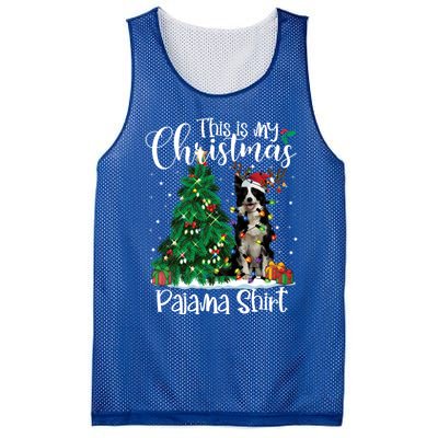 Border Collie Christmas Lights Funny Pajama Dog Lover Xmas Funny Gift Mesh Reversible Basketball Jersey Tank