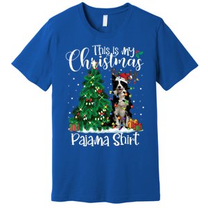 Border Collie Christmas Lights Funny Pajama Dog Lover Xmas Funny Gift Premium T-Shirt