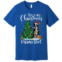 Border Collie Christmas Lights Funny Pajama Dog Lover Xmas Funny Gift Premium T-Shirt