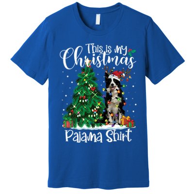 Border Collie Christmas Lights Funny Pajama Dog Lover Xmas Funny Gift Premium T-Shirt