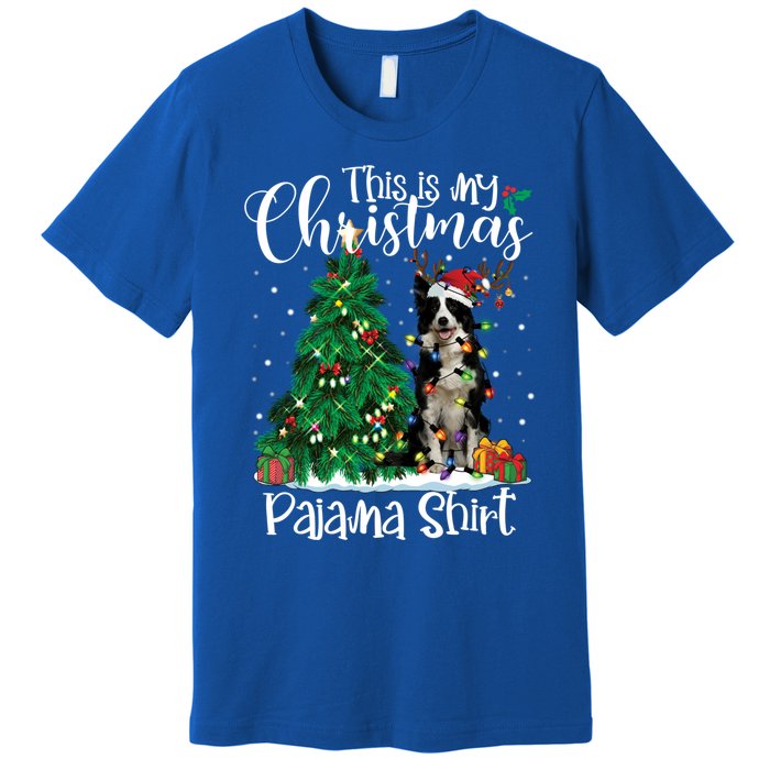 Border Collie Christmas Lights Funny Pajama Dog Lover Xmas Funny Gift Premium T-Shirt