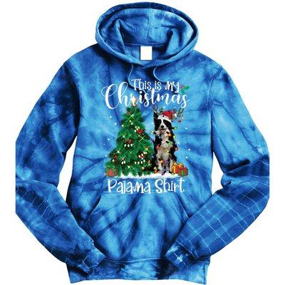 Border Collie Christmas Lights Funny Pajama Dog Lover Xmas Funny Gift Tie Dye Hoodie