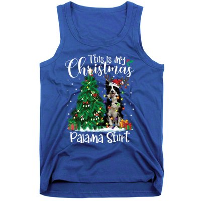 Border Collie Christmas Lights Funny Pajama Dog Lover Xmas Funny Gift Tank Top