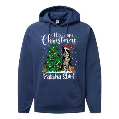 Border Collie Christmas Lights Funny Pajama Dog Lover Xmas Funny Gift Performance Fleece Hoodie