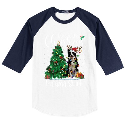 Border Collie Christmas Lights Funny Pajama Dog Lover Xmas Funny Gift Baseball Sleeve Shirt