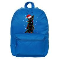 Black Cat Christmas Lights Santa Funny Cat Dad Mom Xmas Gift 16 in Basic Backpack