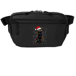 Black Cat Christmas Lights Santa Funny Cat Dad Mom Xmas Gift Crossbody Pack