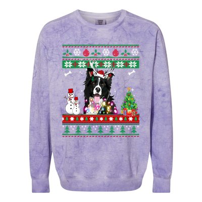 Border Collie Christmas Lights Funny Xmas Dog Gift Colorblast Crewneck Sweatshirt