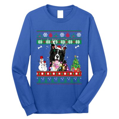 Border Collie Christmas Lights Funny Xmas Dog Gift Long Sleeve Shirt