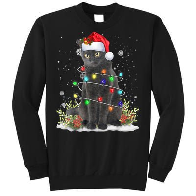 Black Cat Christmas Santa Hat Funny Meowy Cats Sweatshirt