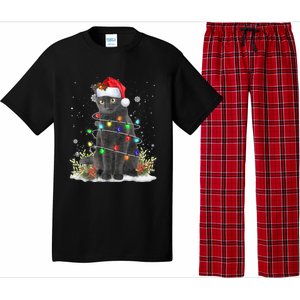 Black Cat Christmas Santa Hat Funny Meowy Cats Pajama Set