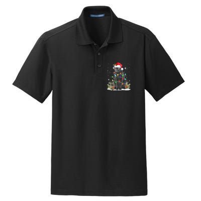 Black Cat Christmas Santa Hat Funny Meowy Cats Dry Zone Grid Polo