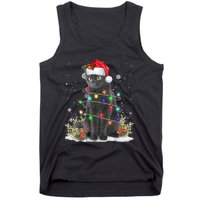 Black Cat Christmas Santa Hat Funny Meowy Cats Tank Top