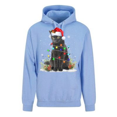 Black Cat Christmas Santa Hat Funny Meowy Cats Unisex Surf Hoodie