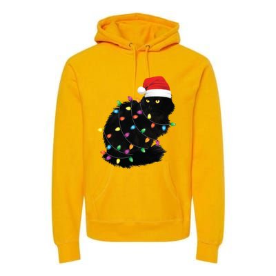 Black Cat Christmas Cat Xmas Tree Santa Cat Meaningful Gift Premium Hoodie