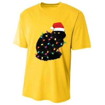 Black Cat Christmas Cat Xmas Tree Santa Cat Meaningful Gift Performance Sprint T-Shirt