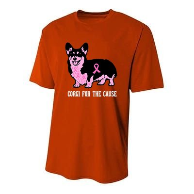 Breast Cancer Corgi For The Cause Pink Ribbon Youth Performance Sprint T-Shirt