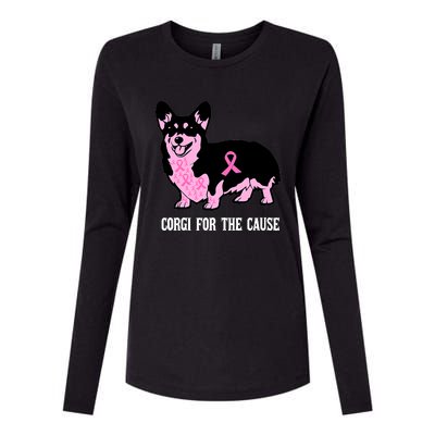 Breast Cancer Corgi For The Cause Pink Ribbon Womens Cotton Relaxed Long Sleeve T-Shirt