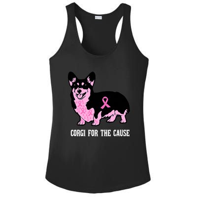 Breast Cancer Corgi For The Cause Pink Ribbon Ladies PosiCharge Competitor Racerback Tank