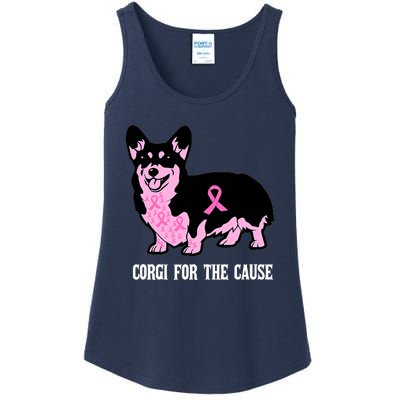 Breast Cancer Corgi For The Cause Pink Ribbon Ladies Essential Tank