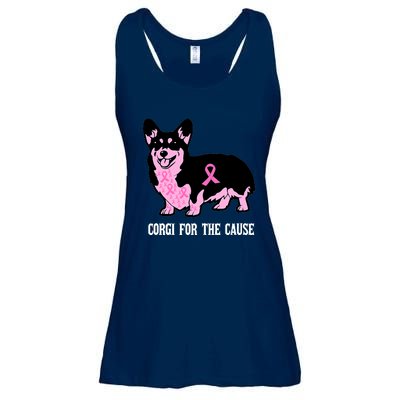 Breast Cancer Corgi For The Cause Pink Ribbon Ladies Essential Flowy Tank