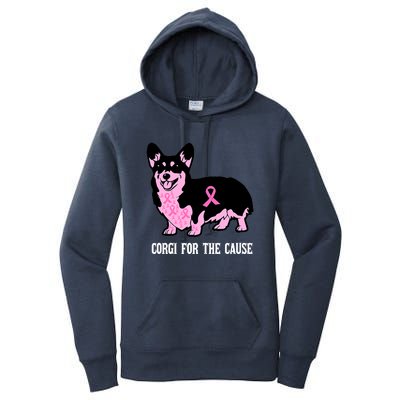 Breast Cancer Corgi For The Cause Pink Ribbon Women's Pullover Hoodie