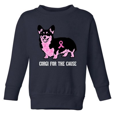 Breast Cancer Corgi For The Cause Pink Ribbon Toddler Sweatshirt