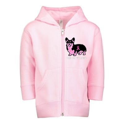 Breast Cancer Corgi For The Cause Pink Ribbon Toddler Zip Fleece Hoodie