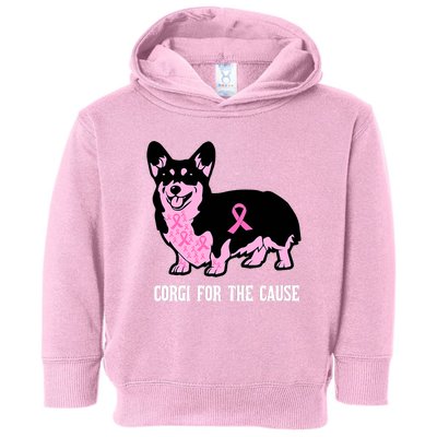 Breast Cancer Corgi For The Cause Pink Ribbon Toddler Hoodie