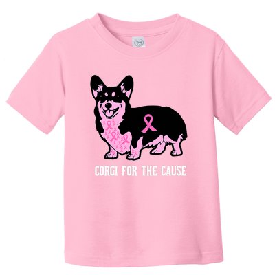 Breast Cancer Corgi For The Cause Pink Ribbon Toddler T-Shirt