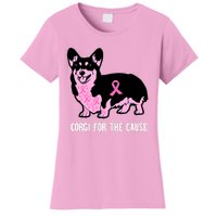 Breast Cancer Corgi For The Cause Pink Ribbon Women's T-Shirt