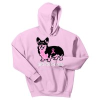 Breast Cancer Corgi For The Cause Pink Ribbon Kids Hoodie