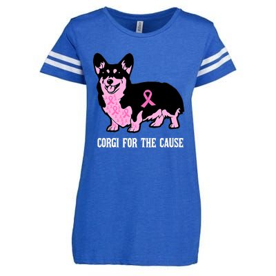 Breast Cancer Corgi For The Cause Pink Ribbon Enza Ladies Jersey Football T-Shirt