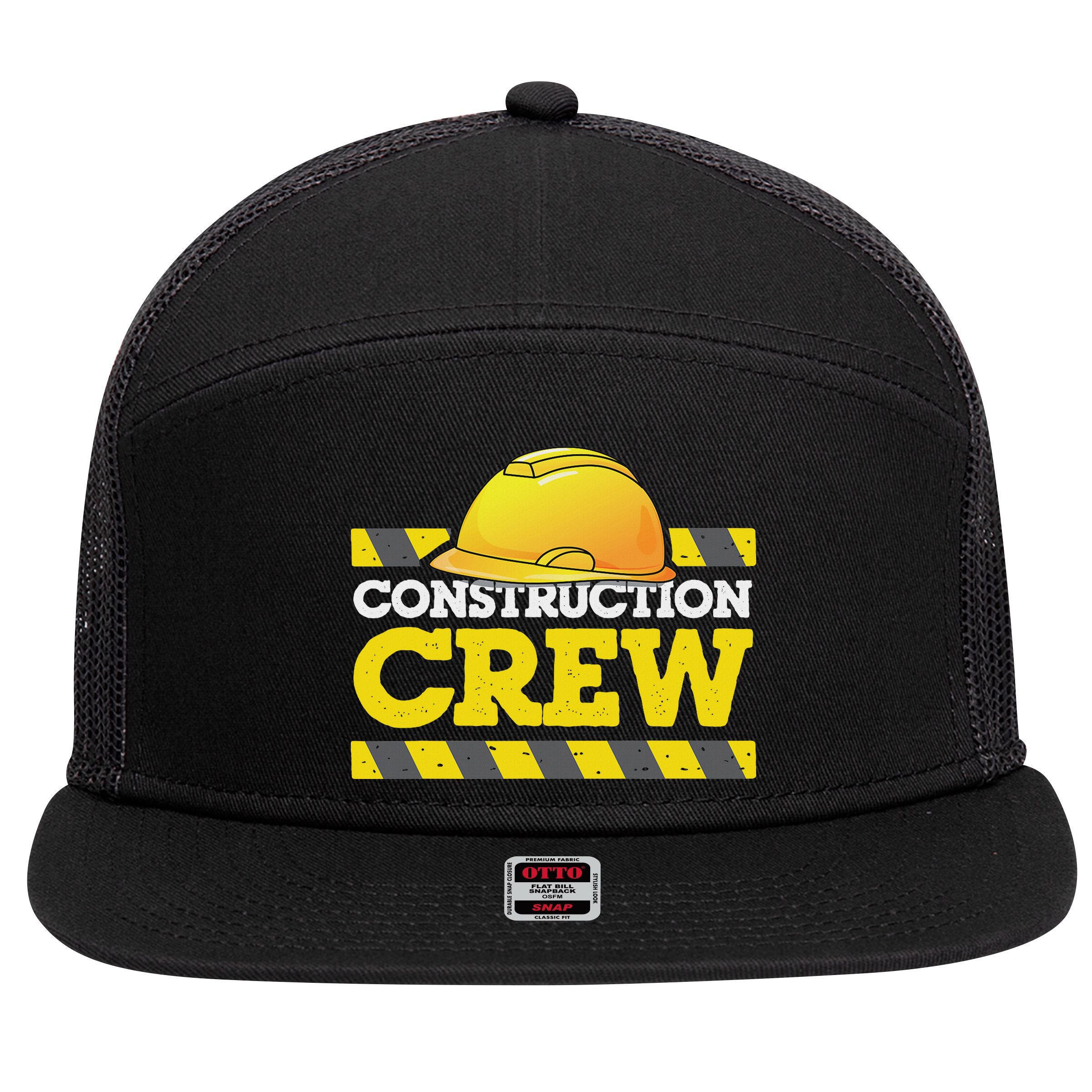 Boy Construction Crew Birthday Party Supplies Group Matching 7 Panel Mesh Trucker Snapback Hat