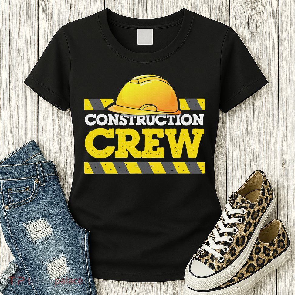 Boy Construction Crew Birthday Party Supplies Group Matching Womens T-Shirt