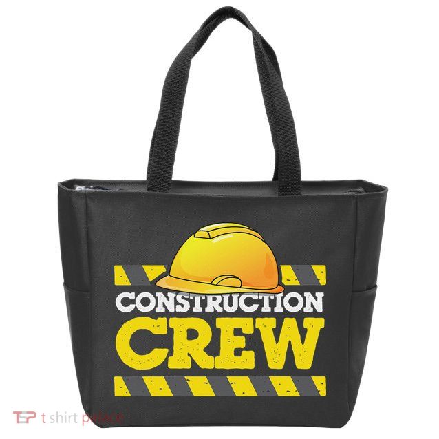 Boy Construction Crew Birthday Party Supplies Group Matching Zip Tote Bag