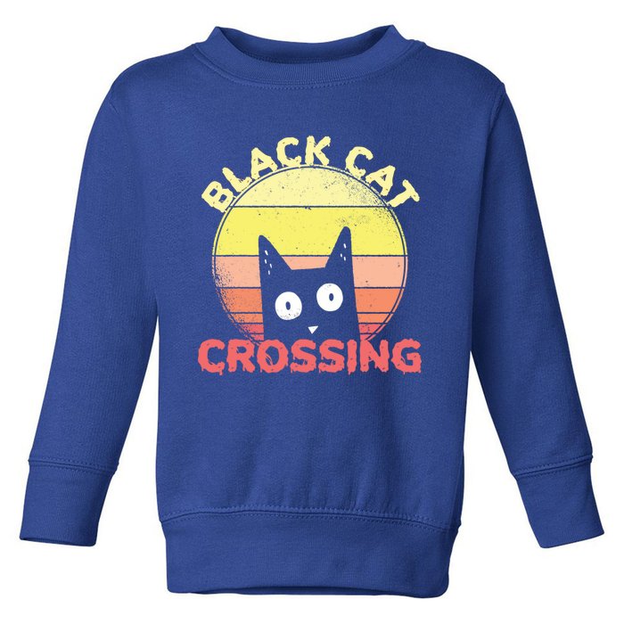 Black Cat Crossing Cute Cat Fan Halloween Gift Toddler Sweatshirt